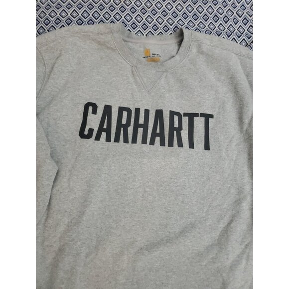 Carhartt Sweater Mens XXL Gray Spellout Big Logo Original Fit Thick Pullover - Picture 14 of 16
